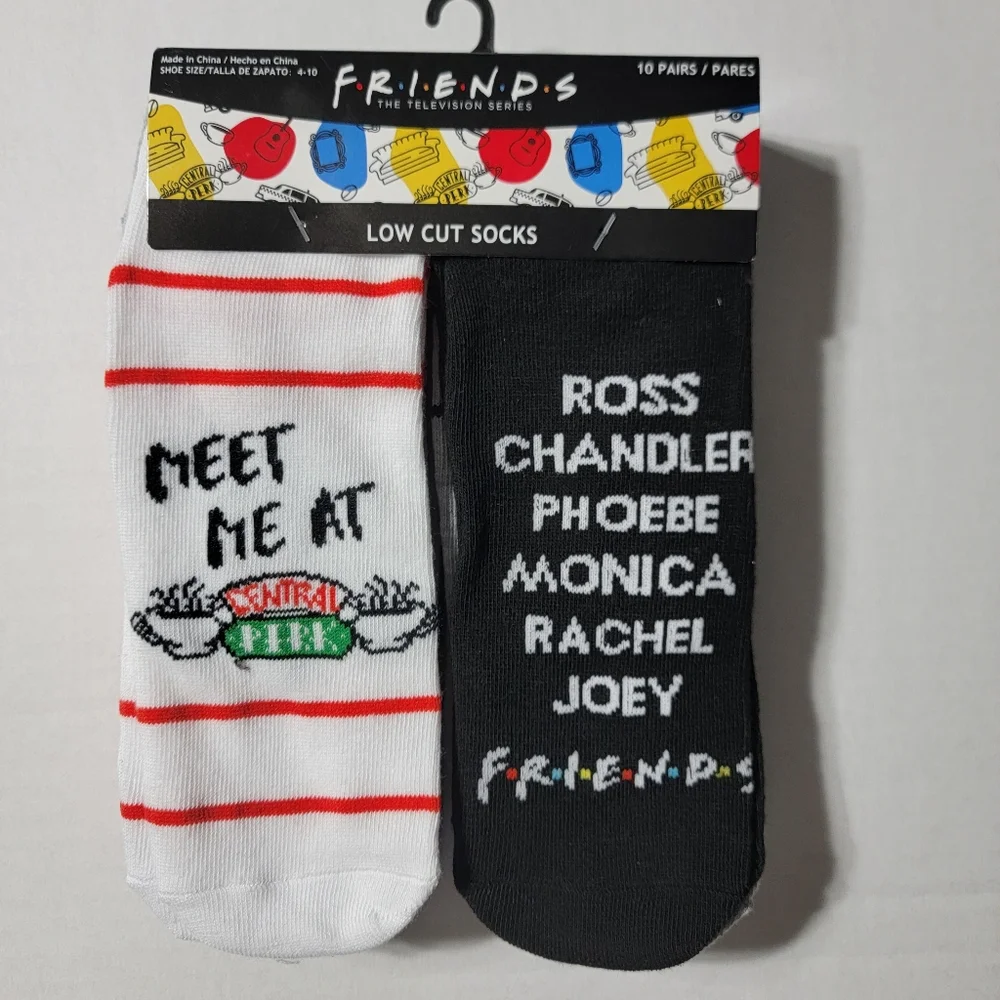 Friends TV Show 10 Pair Low Cut Socks Women's Shoe Size 4-10 NWT